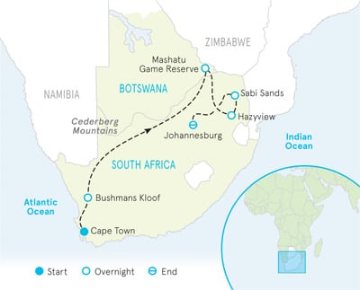 South Africa and Botswana Africa Map