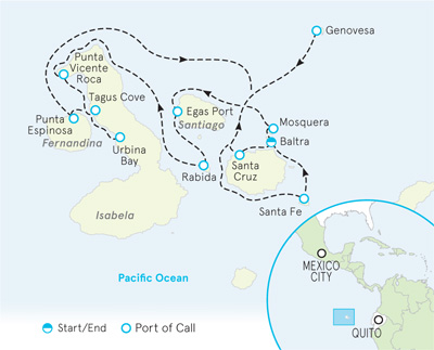 Galapagos Ocean Cruise Map