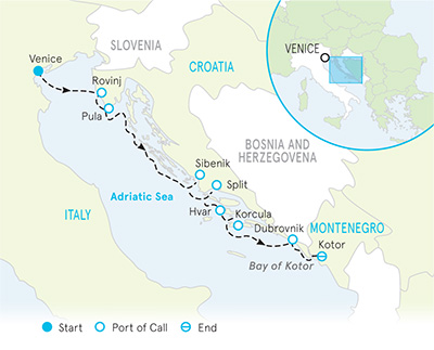 Venice to Croatia Ocean Cruise map
