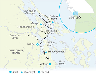 Vancouver & Gulf Islands Family Bike Tour Map