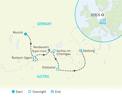 Munich to Salzburg Family Bike Tour - Older Teens & 20s map