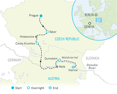 Czech Republic and Austria Biking Map