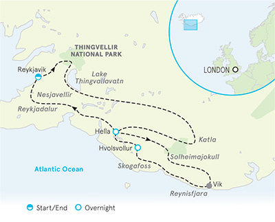 Iceland Winter Tour map