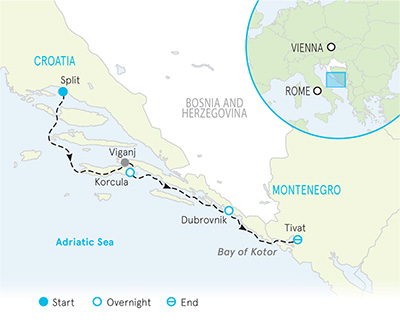 Dalmatian Coast and Montenegro Map