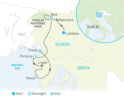 Slovenia and Croatia Tour Map