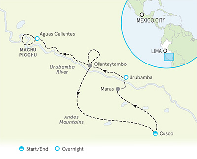 Peru walking and hiking tour map