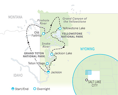 Yellowstone and Tetons Tour Map
