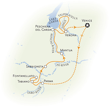 Parma and verona italy bike tour map