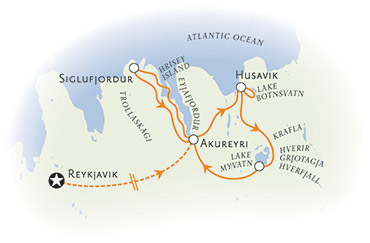 Norhter Iceland walking tour map