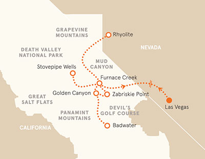 Death Valley Biking Tour Map