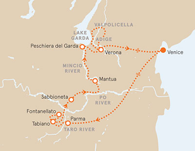 Parma and verona italy bike tour map