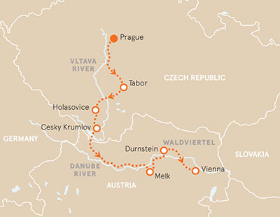 Czech Republic and Austria Biking Map
