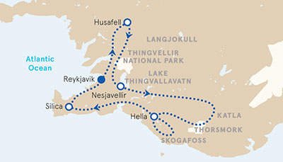 Northern Iceland tour map