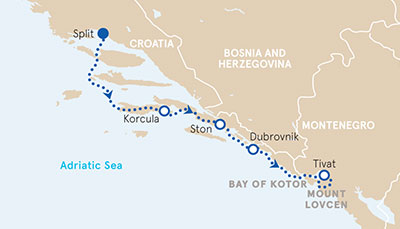 Dalmatian Coast and Montenegro Map
