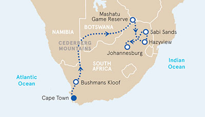 South Africa & Botswana Africa Map