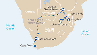 South Africa & Botswana Africa Map