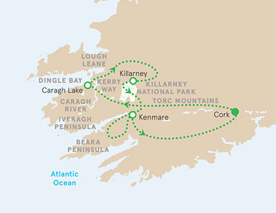 Ireland Walking and Hiking Tour map