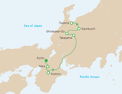 Japan Walking and Hiking Tour Map