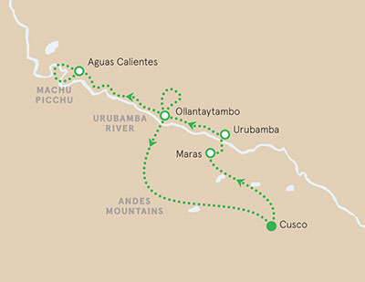 Peru walking and hiking tour map