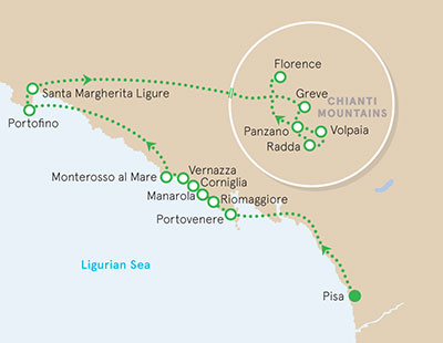 Cinque Terre and Tuscany walking tour map
