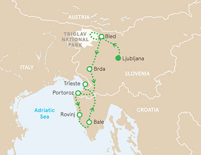 Slovenia and Croatia Hiking Tour Map
