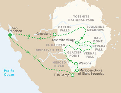 Yosemite California walking tour map