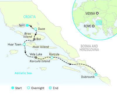 Dalmation Coast Croatia Map