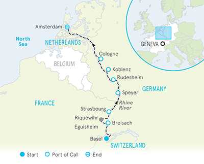 Rhine River Cruise Bike Tour Map