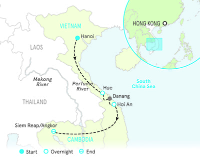 Vietnam & Cambodia Bike Tour Map