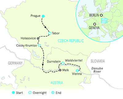 Czech Republic and Austria Biking Map