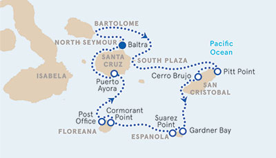 Galapagos Ocean Cruise Map