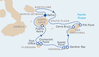 Galapagos Ocean Cruise Map
