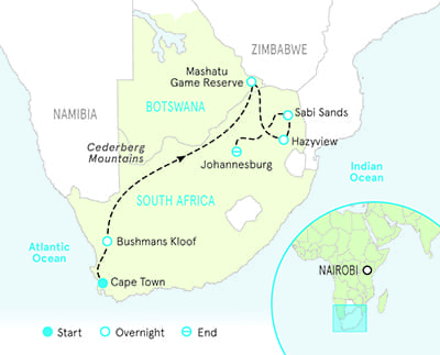South Africa & Botswana Africa Map