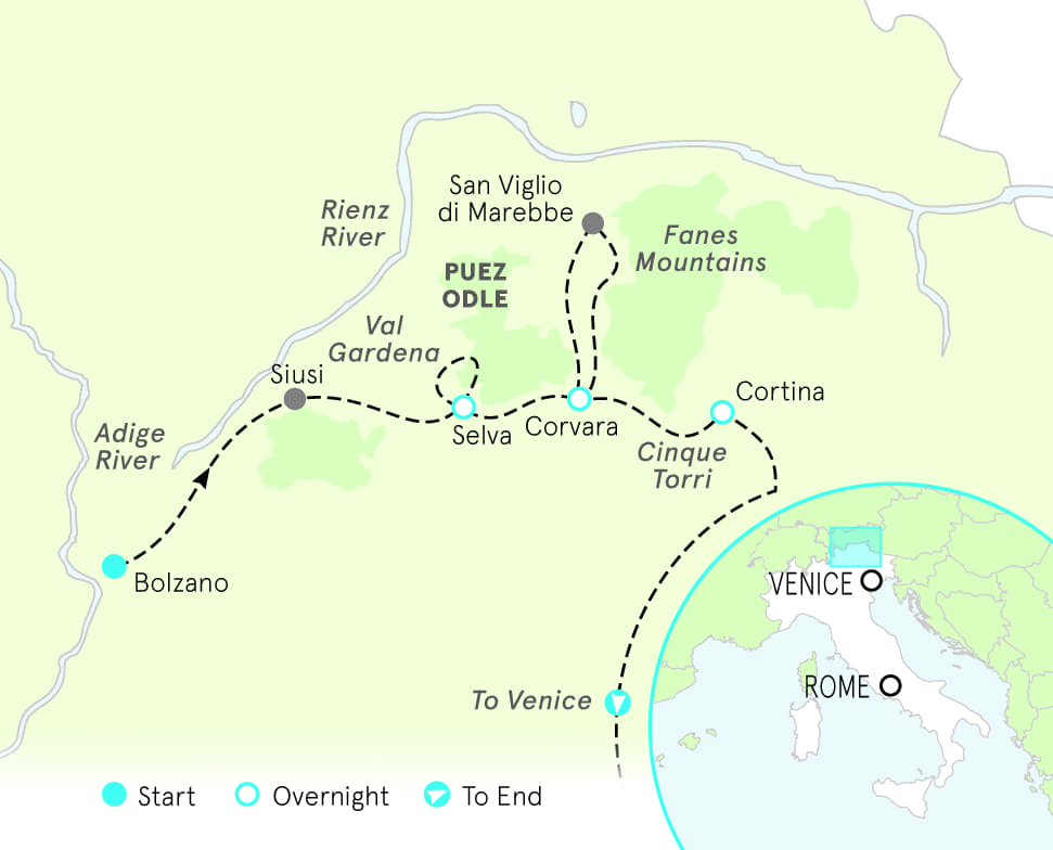 Road Map Of Dolomites Italy