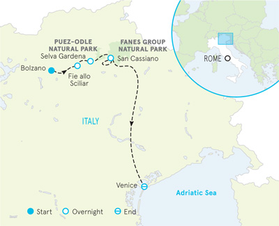 Dolomites Italy walking and hiking map