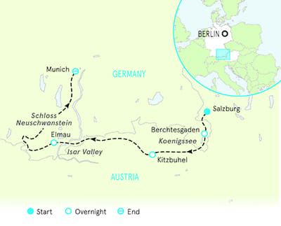 Salzburg to Munich walking tour Map