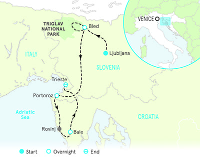 Slovenia and Croatia Hiking Tour Map