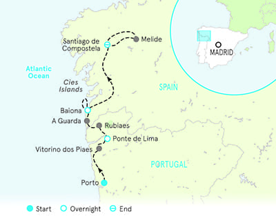Portugal and Spain walking tour map