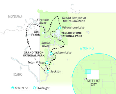 Yellowstone and Tetons Walking Tour Map