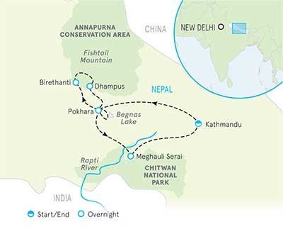 Nepal Trekking & Safari Tour Map