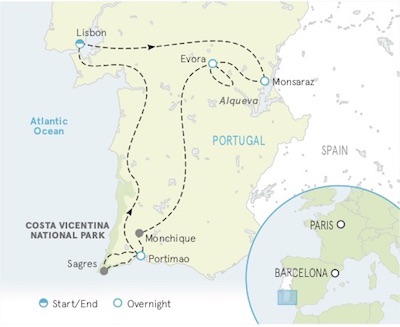 Portugal Bike Tour map