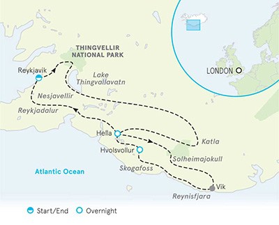 Iceland Winter Tour map