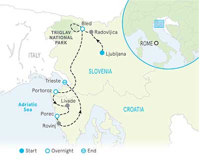 Slovenia and Croatia Tour Map