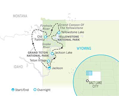 Yellowstone and Tetons Tour Map